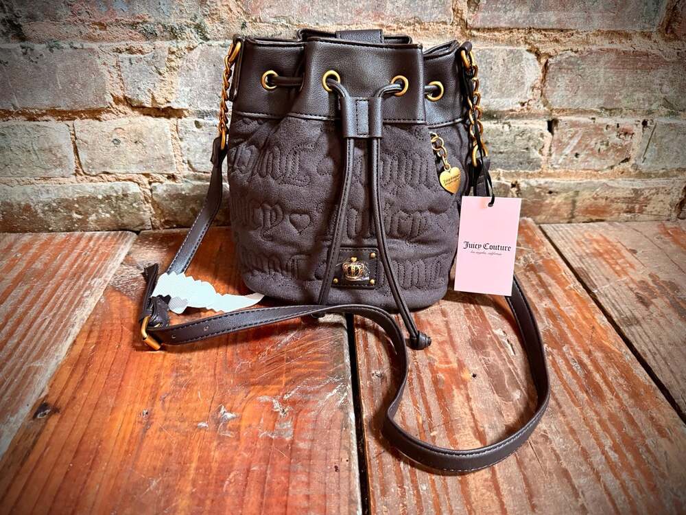 Juicy Couture Totally Juicy Bucket Bag Chocolate Brown Velour